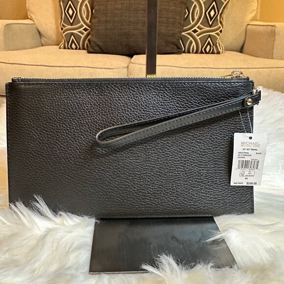 NWT Michael Kors Jet Set Travel Large Pebbled Leather Pouch - Picture 3 of 5